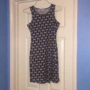 Sexy short blue and white dress